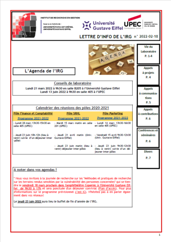 Calendrier Upec 2023 Lettres D'informations